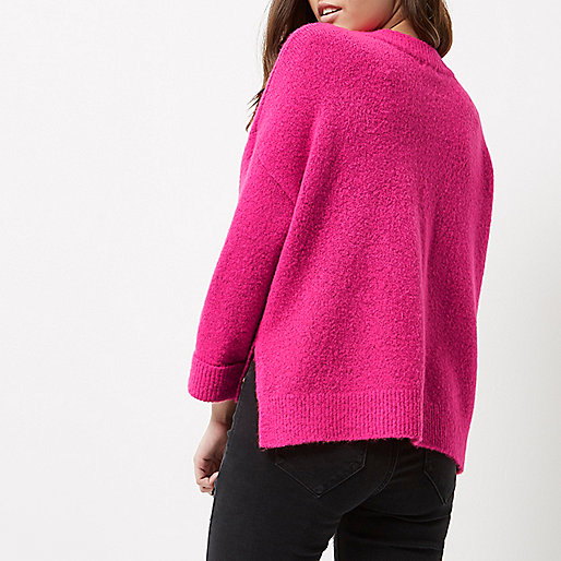 river island new in bags,jacques-vertuk Clothing Ltd Petite pink patch pocket grazer top Knitwear Sale women