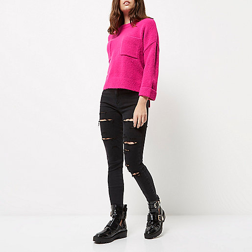 river island new in bags,jacques-vertuk Clothing Ltd Petite pink patch pocket grazer top Knitwear Sale women