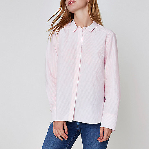 jacques-vertuk Petite pink pinstripe bow back shirt 709219 women Tops Shirts