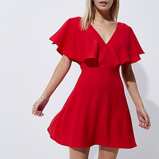 white high waisted jeans river island,jacques-vertuk Sale Online Petite red cape sleeve tea dress Skater Dresses Dresses women