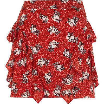 river island boots wide fit,jacques-vertuk Ireland Petite red floral print frill mini skirt women 703871