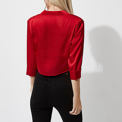 river island pink backpack,jacques-vertuk Clothing Range Petite red knot front cropped shirt Crop Tops / Bralets Tops women