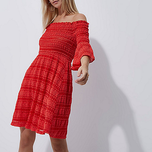 river island marble dress,jacques-vertuk Outlet Petite red shirred bardot bell sleeve dress women 706573