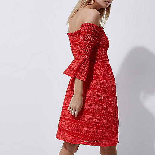 river island marble dress,jacques-vertuk Outlet Petite red shirred bardot bell sleeve dress women 706573