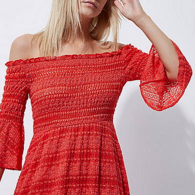 river island sequin fringe dress,jacques-vertuk Buyer Petite red shirred bardot bell sleeve dress Bardot / Bandeau Dresses Dresses women