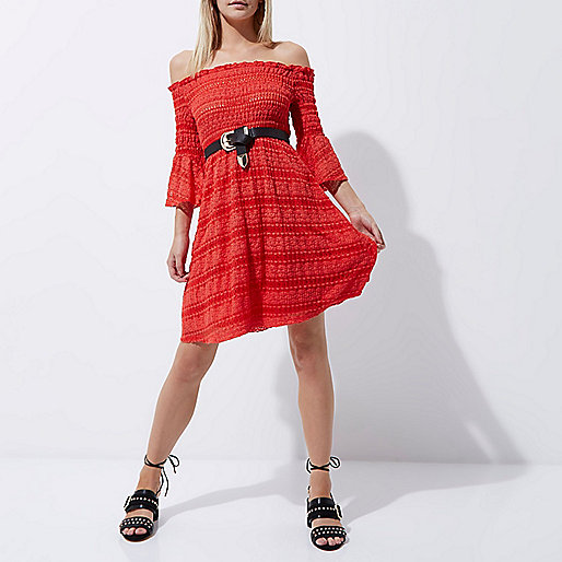 river island sequin fringe dress,jacques-vertuk Buyer Petite red shirred bardot bell sleeve dress Bardot / Bandeau Dresses Dresses women