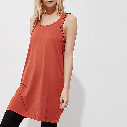 river island black gladiator sandals,Dress Sale jacques-vertuk Petite rust orange plaited longline tank top T-Shirts & Tanks Sale women