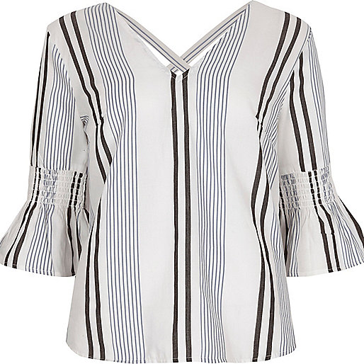 long river island coat,jacques-vertuk Navy Waterfall Dress Petite white stripe cross back top Blouses Tops women