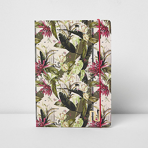 jacques-vertuk Pink A5 palm leaf floral print notebook 707093 women Novelty and Gadget Gifts