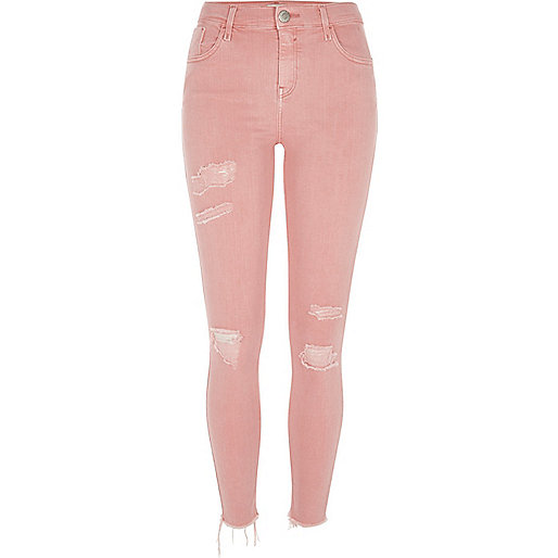 jacques-vertuk Pink Amelie ripped super skinny jeans 705613 women Jeans Skinny Jeans