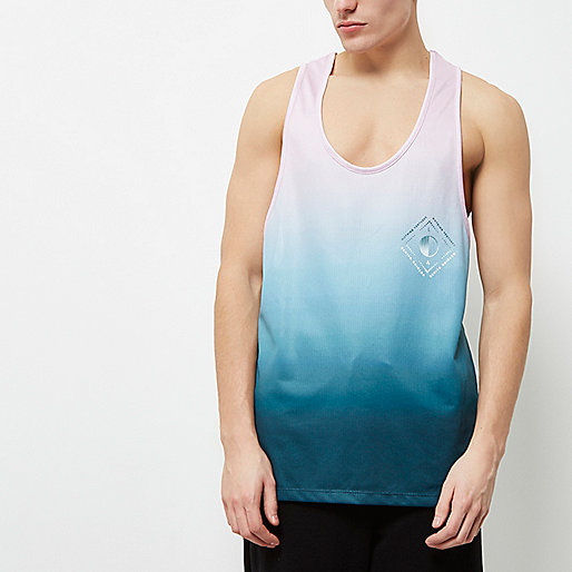 river island shirt dress,jacques-vertuk Ireland Pink and blue fade print racer back tank T-Shirts / Tanks Sale men