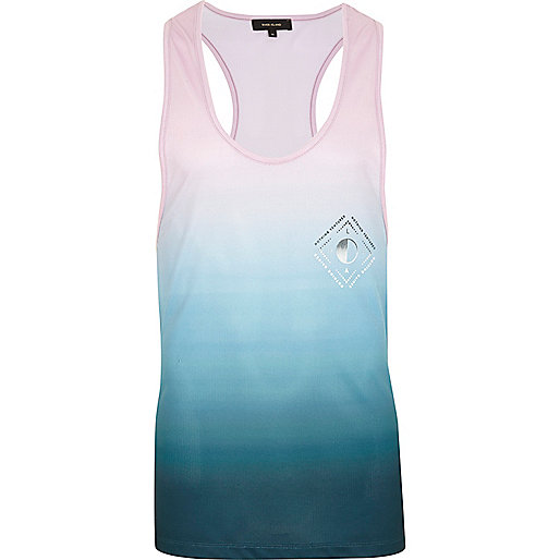 river island shirt dress,jacques-vertuk Ireland Pink and blue fade print racer back tank T-Shirts / Tanks Sale men