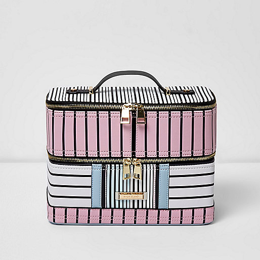 jacques-vertuk Pink and blue stripe vanity case 700935 women Bags / Purses Make Up Bags