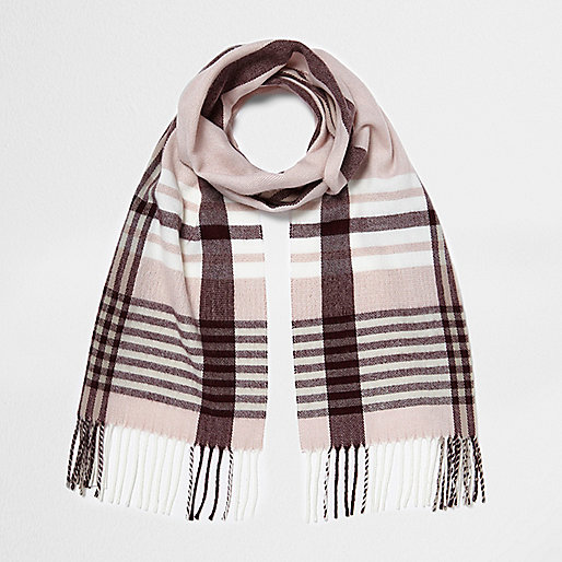 jacques-vertuk Pink and oxblood check scarf 706316 women Accessories Scarves