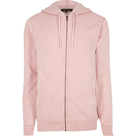 jacques-vertuk Pink burnout zip front hoodie 300733 men Hoodies / Sweatshirts Hoodies