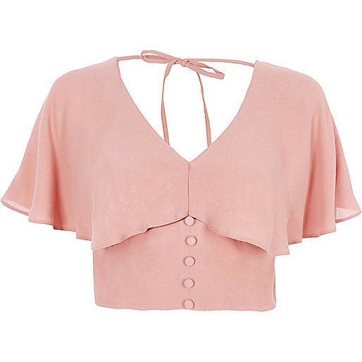 jacques-vertuk Pink cape tie back crop top 702862 women Tops