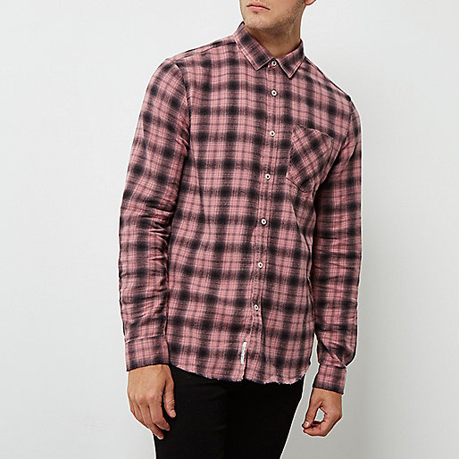 river island plus,jacques-vertuk UK Pink check long sleeve shirt men 299393