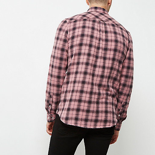 river island plus,jacques-vertuk UK Pink check long sleeve shirt men 299393