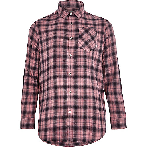 river island plus,jacques-vertuk UK Pink check long sleeve shirt men 299393