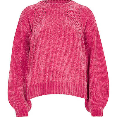 jacques-vertuk Pink chenille knit balloon sleeve sweater 705313 women Knitwear Jumpers