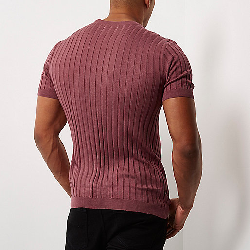 skinny stretch sid river island,jacques-vertuk UK Pink chunky ribbed muscle fit T-shirt men 298904