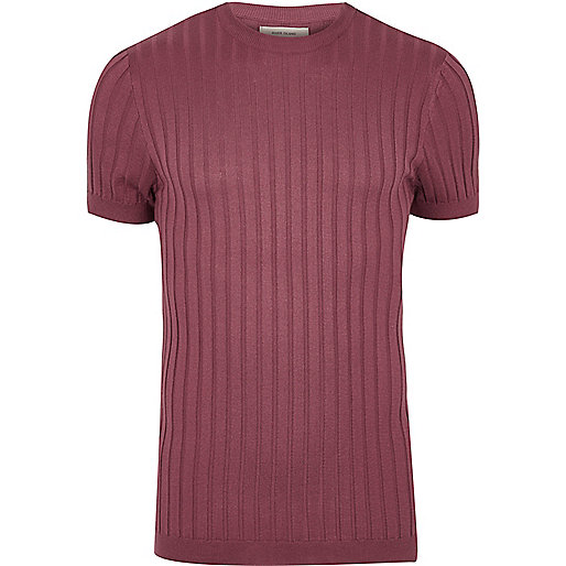 jacques-vertuk Pink chunky ribbed muscle fit T-shirt 298904 men T-Shirts / Vests