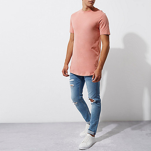 river island white long sleeve dress,jacques-vertuk UK Sale Pink curved hem crew neck T-shirt men 302023