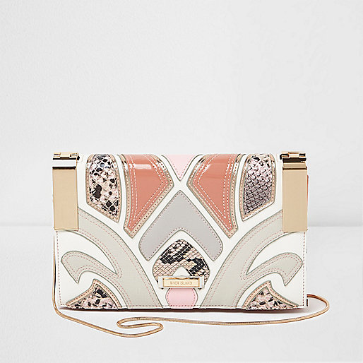 jacques-vertuk Pink cutabout snakeskin crossbody clutch bag 706199 women Bags / Purses Clutch Bags