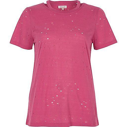 jacques-vertuk Pink distressed T-shirt 698743 women T-Shirts & Vests