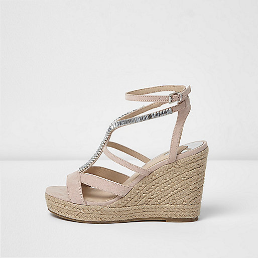 jacques-vertuk Pink embellished espadrille platform wedges 703074 women Shoes / Boots Sandals