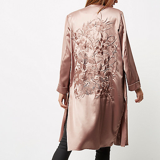 river island beige fur coat,jacques-vertuk Blouse Dress Pink embroidered duster coat Coats / Jackets Sale women