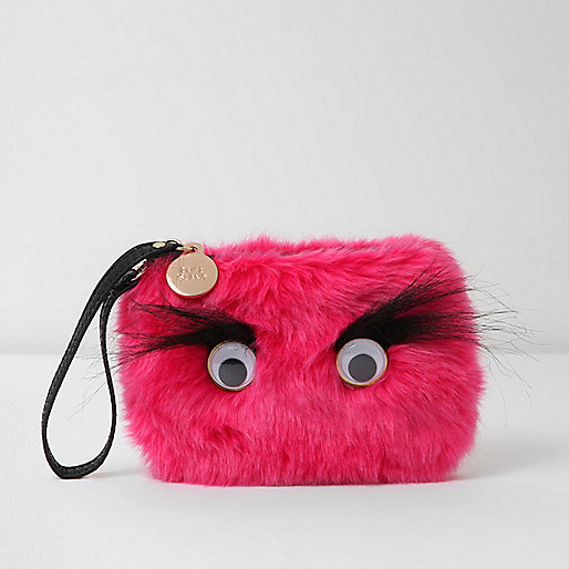 jacques-vertuk Pink faux fur googly eye pouch 704512 women Accessories Keyrings