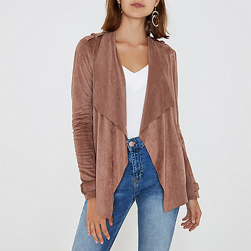 river island jacket faux fur,jacques-vertuk Ireland Pink faux suede fallaway jacket women 710189