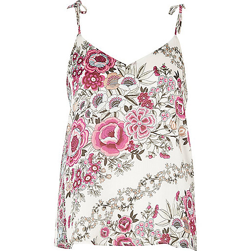 jacques-vertuk Pink floral bow shoulder cami top 705619 women Holiday Shop