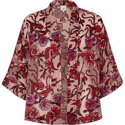 jacques-vertuk Pink floral devore cropped cape jacket 704024 women Accessories Capes / Ponchos