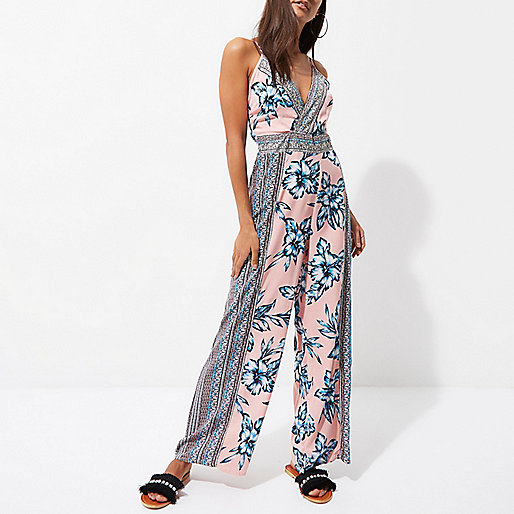 river island black longline coat,jacques-vertuk Dresses Ireland Pink floral embellished wide leg jumpsuit Caftans / Cover-Ups Swimwear / Beachwear women