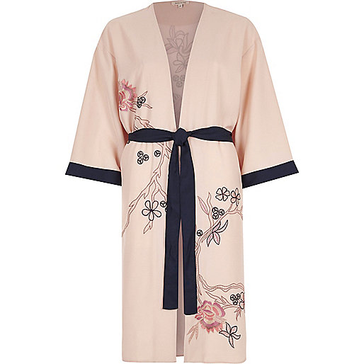 jacques-vertuk Pink floral embroidered belted kimono 698151 women Festival