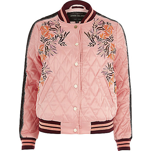 river island bridal shoes,jacques-vertuk London Pink floral embroidered quilted bomber jacket women 692777