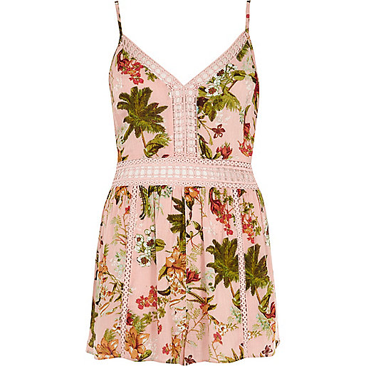 river island flare,jacques-vertuk Ireland Online Pink floral ladder lace cami beach romper Caftans / Cover-Ups Swimwear / Beachwear women