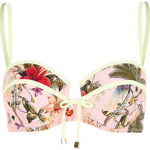 river island charlton,jacques-vertuk South Africa Pink floral print balconette bikini top women 704336