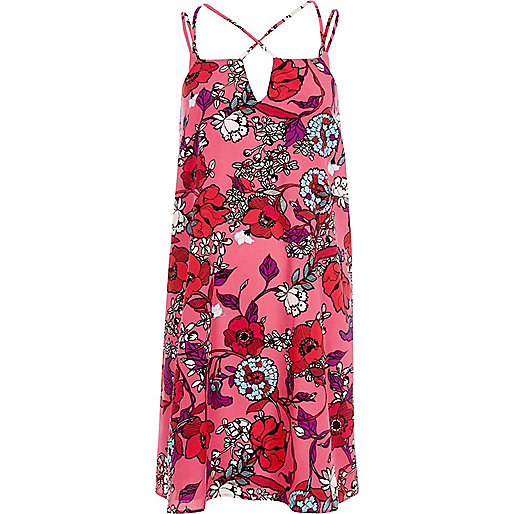 river island white dress asos,jacques-vertuk Website Uk Pink floral print cross strap slip dress Vacation Shop Sale women