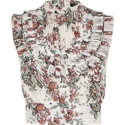 river island marble dress,jacques-vertuk Dress Pink Pink floral print pleated bib crop top RI Limited Edition Sale women