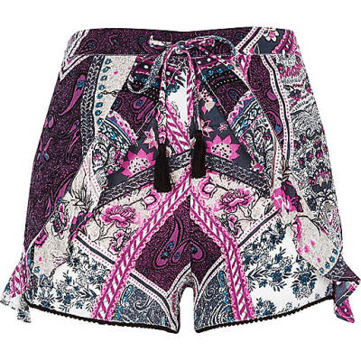 river island matching shoes and bag,jacques-vertuk Online Store South Africa Pink floral scarf print frill shorts Vacation Shop Sale women