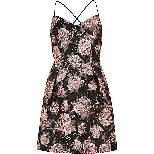 plus size clothing river island,jacques-vertuk UK Pink floral strappy skater dress women 693342