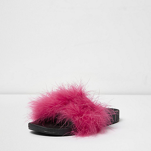 rose gold bag river island,Р?вер ?сланд Pink fluffy sliders Sandals Shoes / Boots women