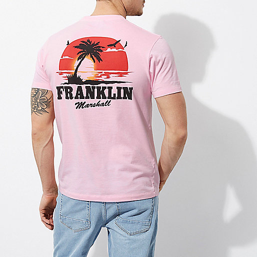 river island delivery,jacques-vertuk B Pink Franklin & Marshall palm print T-shirt T-shirts T-Shirts / Tanks men