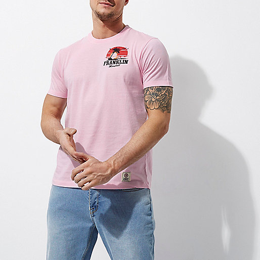 river island delivery,jacques-vertuk B Pink Franklin & Marshall palm print T-shirt T-shirts T-Shirts / Tanks men