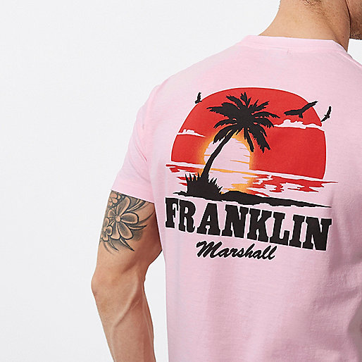 river island delivery,jacques-vertuk B Pink Franklin & Marshall palm print T-shirt T-shirts T-Shirts / Tanks men