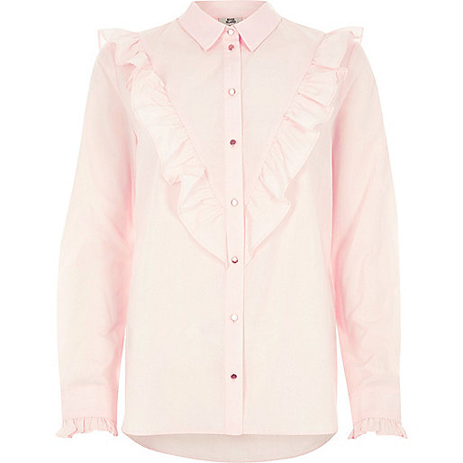 jacques-vertuk Pink frill bib oversized shirt 704666 women Tops Shirts