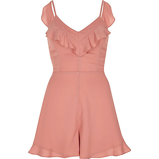 jacques-vertuk Pink frill tie back cami romper 706968 women Playsuits / Jumpsuits